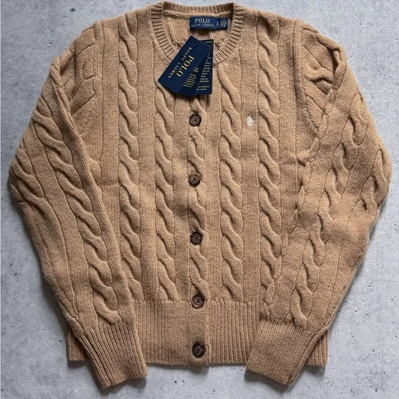 Polo Ralph Lauren Cable Knit Wool Cashmere Cardigan - Picture 2 of 9